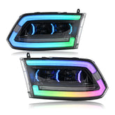 Dodge RAM 1500 (09-18), RAM 1500 2500 (13-18) RGB LED Headlights, Sequential Turn Signal, Plug & Play Upgrade - Kuerled